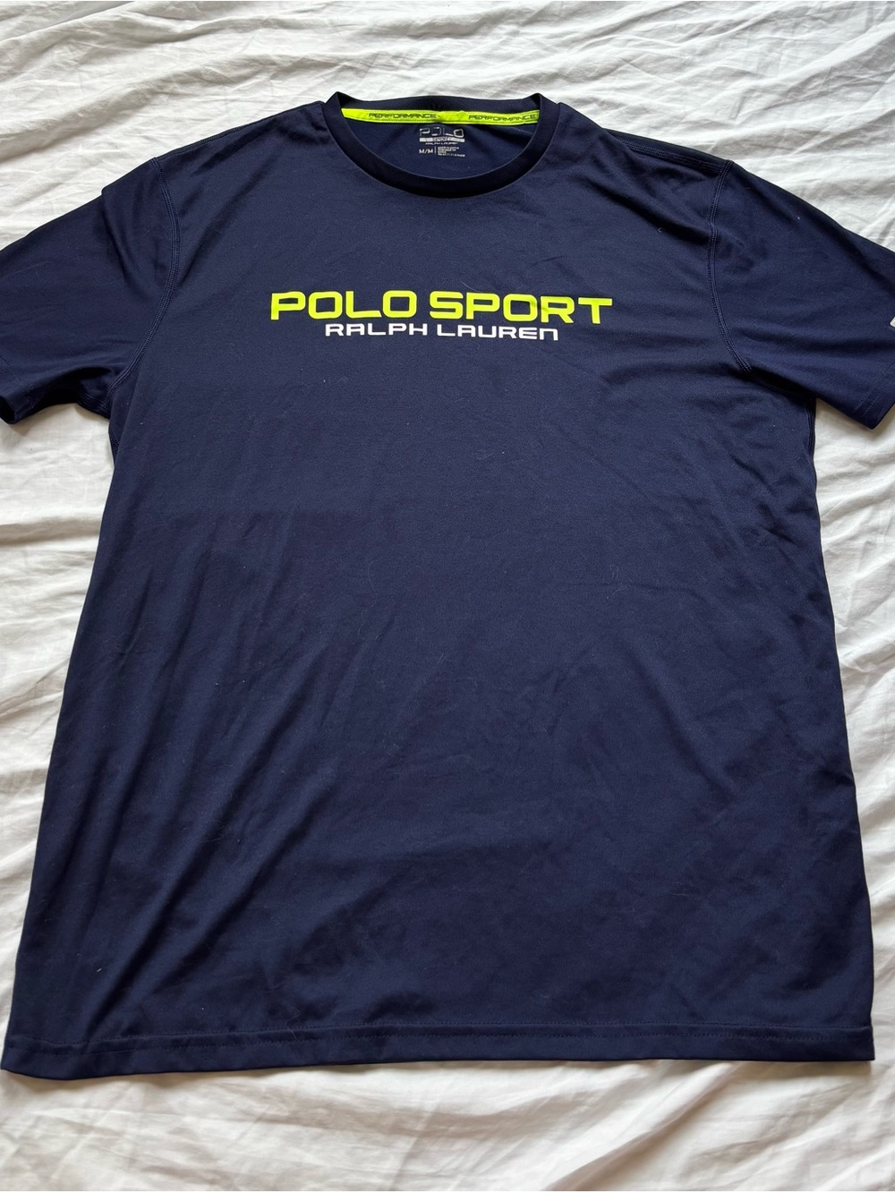 Ralph Lauren Polo Sport Navy Tee with Neon Yellow Logo